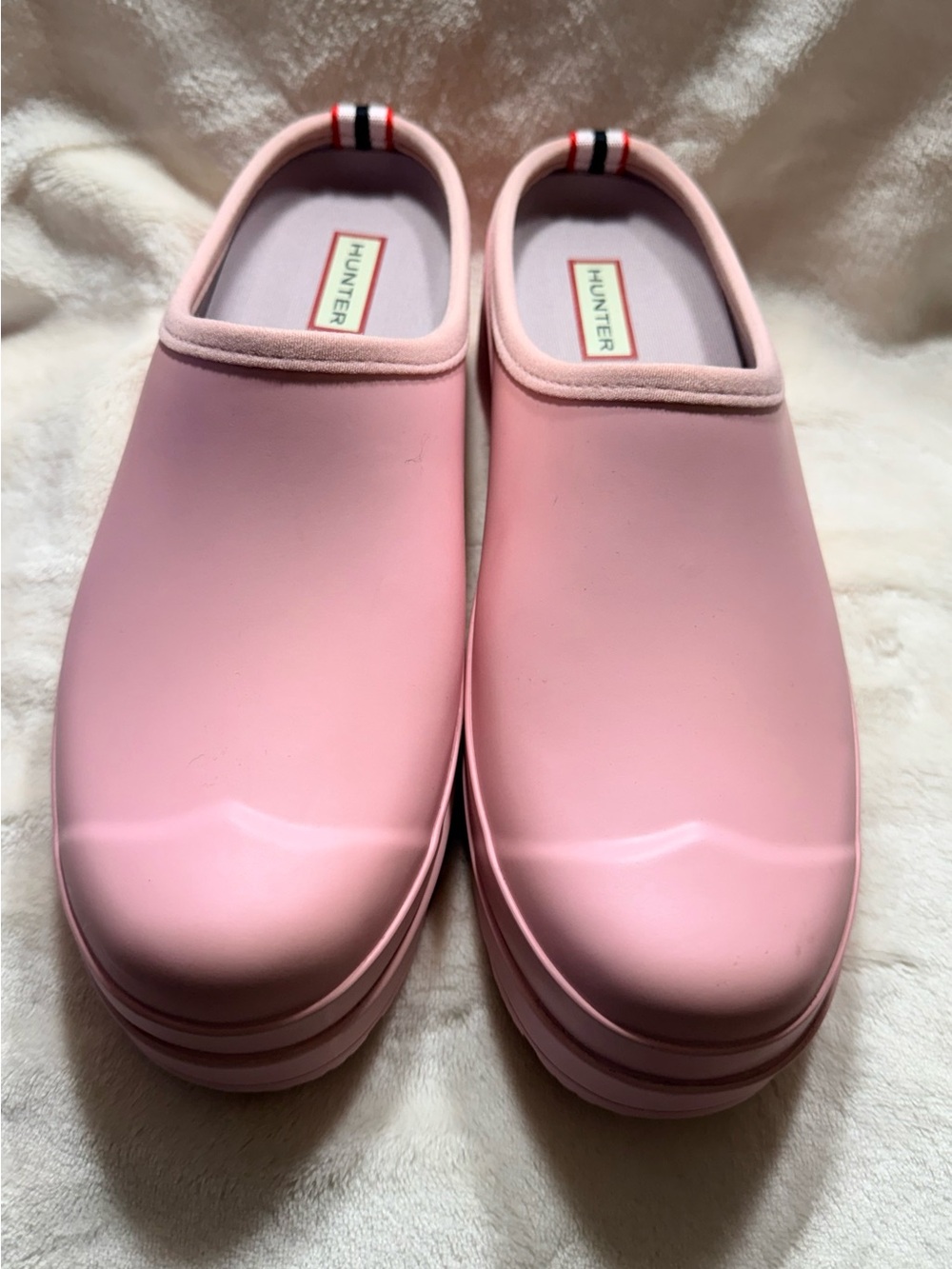 NWOT - Hunter Pink Rubber Slip-On Clogs